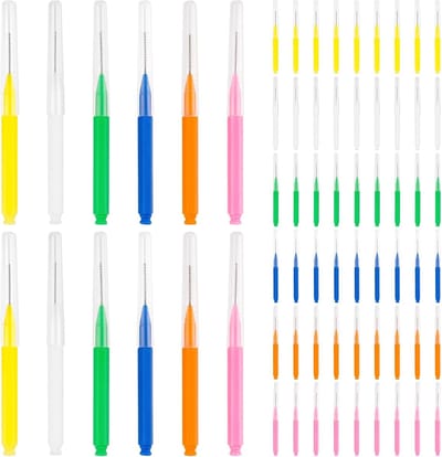 Interdentale Borstels - Tandenstokers - Mondhygiëne - Herbruikbaar Flexibel - 66 Stuks - Meerdere Kleuren