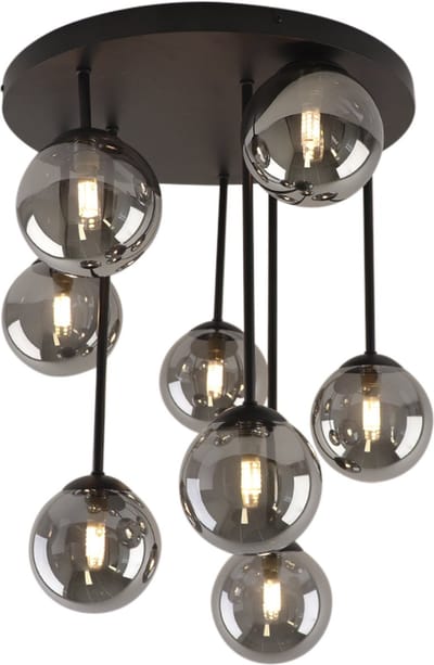 Olucia - STACY - Plafondlamp - Grijs / Zwart - Vorm: Rond
