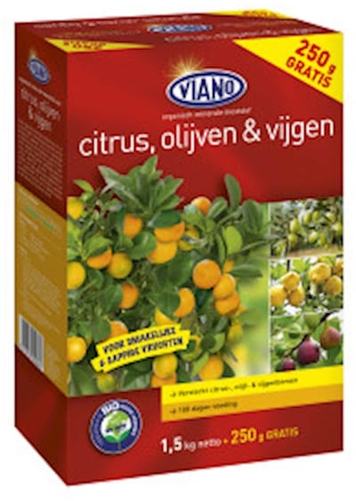 Viano meststof voor citrus, olijven & vijgen - 1,5 kg + 250 g - voor 35 m² - bio - Smaakvolle, sterke vruchten - Rijkelijke oogst - Langere houdbaarheid