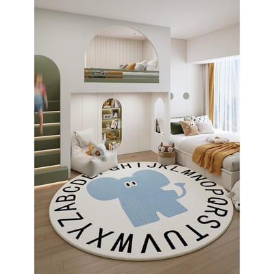 Tapijten in Cartoonstijl voor Woonkamer Verdikken Antislip Kinderkleed Schattig Rond Slaapkamer Decor Pluche Tapijt Pluizig Zacht Studiomat 80x80CM