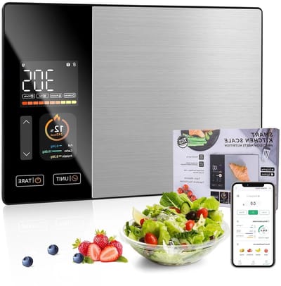 Digitale Keukenweegschaal - Zwart - 5 kg - Slimme Weegschaal met Bluetooth en Voedingswaardeberekening - Voor Koken en Bakken