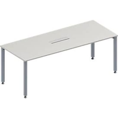 Schäfer Shop Genius Vergadertafel MODENA FLEX, in hoogte verstelbaar, 6-voudige contactdoos, rechthoekige vorm, 4-poot vierkante buis, B 2000 x D 800 mm, lichtgrijs