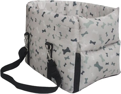 Autostoel Hond - Hondenmand Auto - Veilig Reizen - Antislip Basis - 42 x 23 x 24 cm - Lichtgrijs