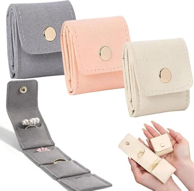 Compacte Reiskosmetiekoffers - 3 Stuks Microvezel, Opvouwbaar en Ideaal voor Sieraden, Ringen, Oorbellen en Kettingen voor Vrouwen