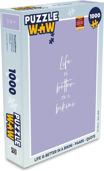 Puzzel Life is better in a bikini - Paars - Quote - Legpuzzel - Puzzel 1000 stukjes volwassenen
