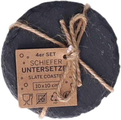 5Five Onderzetters voor glazen - 8x stuks - rond - Leisteen - 10 x 0.8 cm - glasonderzetters