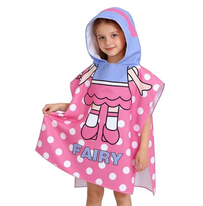 Kinderbadponcho - Microfiber kinderbadhanddoek - Poncho met capuchon - Kindercape met cartoonprint - Absorberende en sneldrogende zwemhanddoek - Kinderstrandponcho met capuchon - Geschikt om te baden, in het zwembad en om te zwemmen