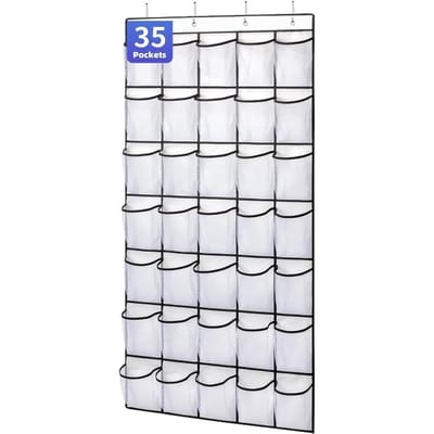 35 Zakken Wandmontage Diversen Schoenen Organizer Kast Opbergruimte Schoenenrek Gaasvak Transparant Over De Deur Schoenen Organizers wit
