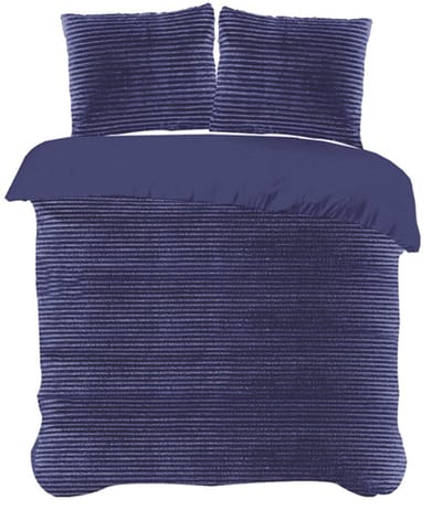 iSleep Dekbedovertrek Rib Fleece - Eenpersoons - 140x200/220 cm - Donker Blauw