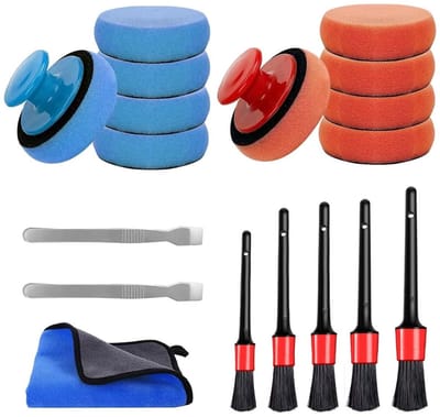 Polijstpads Set - Auto poetsen - Voertuig onderhoud - Inclusief accessoires - 90mm 10 stuks - Oranje Blauw