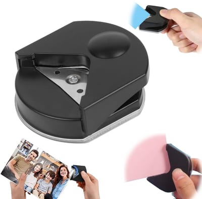 Papiersnijder - ronde hoekpons - kaart trimmer - kleine foto snijder - handmatige papiersnijder - voor kaarten, foto's, papier, ansichtkaarten (5,4*2cm - zwart)
