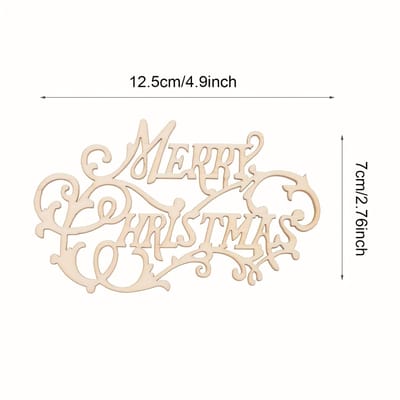 20 pièces Joyeux Noël Découpe Bois DIY Artisanat Bois Découpes Mots en Bois Pour Décorations de Maison Assiette de Table Ornement Rustique 20pcs beige