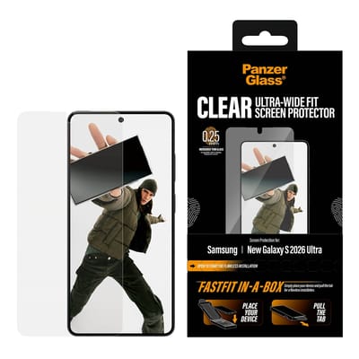 PanzerGlass Screenprotector geschikt voor Samsung Galaxy S26 Ultra Glazen | PanzerGlass Ultra-Wide Fit Screenprotector - Case Friendly
