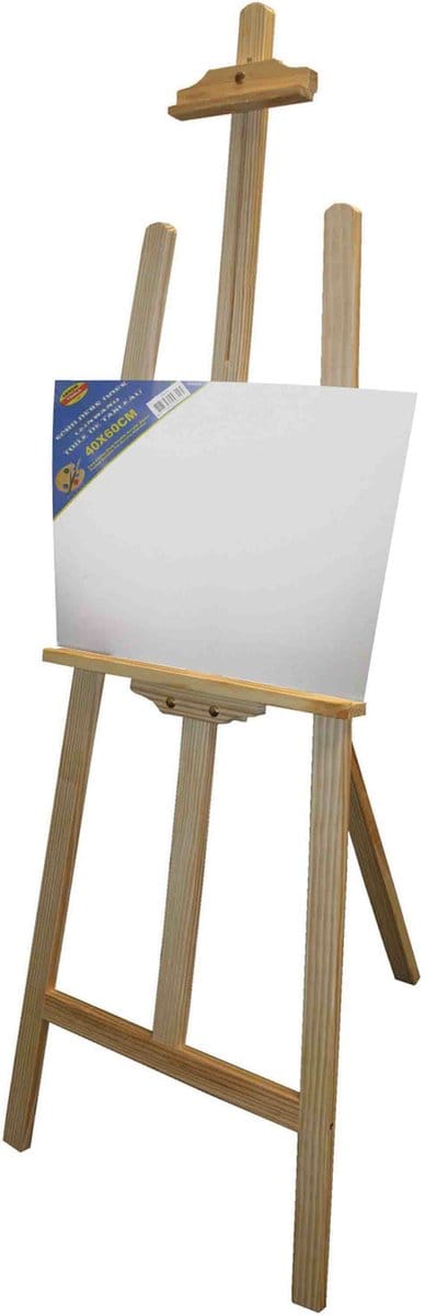Benson houten schildersezel 140 cm met canvas doek 40 x 60 cm - Schilderijen maken