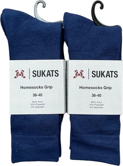 Sukats® Huissokken - Antislip sokken - Gripsokken - Dames Huissokken - ABS - Met Grip - 2 Paar - Maat 36-40 - Blauw - Meerdere Maten en Varianten - Verwarmde Sokken