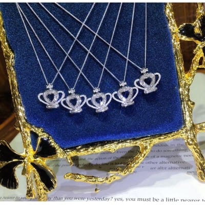 Creatieve Liefde Diamant Maken Kerstsieraden voor Dames Ketting gray