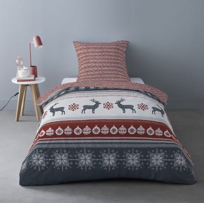 Better Nights - Luxe Polar Fleece Dekbedovertrek Fenris Rouge- 1persoons - 140x200 - rood - Kerst/winter - kussensloop 63x63