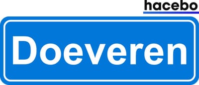 Hacebo - Plaatsnaam Sticker - 29x10 CM - Doeveren sticker - Verkeersborden sticker - grappige cadeaus - Doeveren