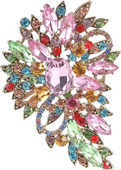Bloem Broche - Kristal Sieraad - Feestelijke Outfit - Gedetailleerd Bloem Design - 9 x 7 x 3 cm - Kristal