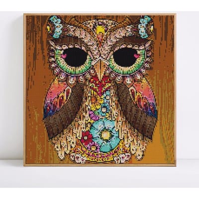 5D Diamant Schilderij Volle Boor Ronde Uil Diamant Borduurwerk Natuur Dieren Diamant 30x30 black