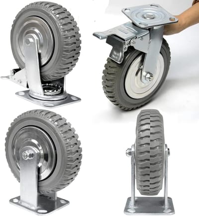 Goodivery ® Zware Transportwielen Set van 4 met 360° Draaifunctie en Rem, Diameter 200 mm