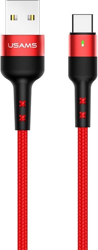 Usams Gevlochten USB-C Kabel (100cm) - Rood