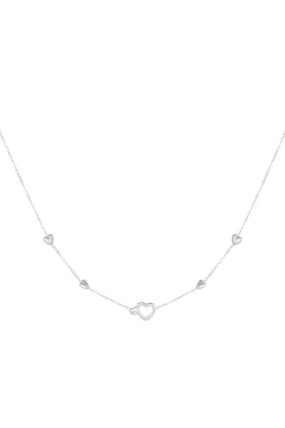 Ketting met hartjes - RVS - Zilverkleurig