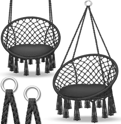 Luxe Hangstoel – Voor Binnen – Zonder Standaard – UV Bestendigheid – Comfortabel XXL Design – Donkergrijs