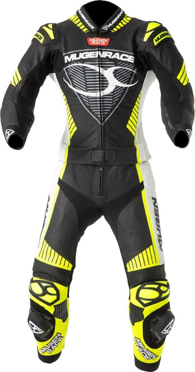MUGENRACE Impegnato-D Dames Zwart Wit Neon Geel Geperforeerd 2-Delig Motorpak - Racepak