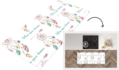 Keukenloper - Loper keuken - Dromen - Dromenvanger - Veren - Patronen - Regenboog - 120x50 cm - Keukenloper vinyl