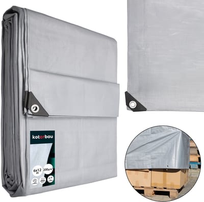 KOTARBAU® Afdekzeil - Polyethyleen - 6 x 12 m - Zilver - 160 g/m² - Waterdicht - Zeil Afdekking - Beschermzeil voor Meubels - Afdekzeil uv-bestendig