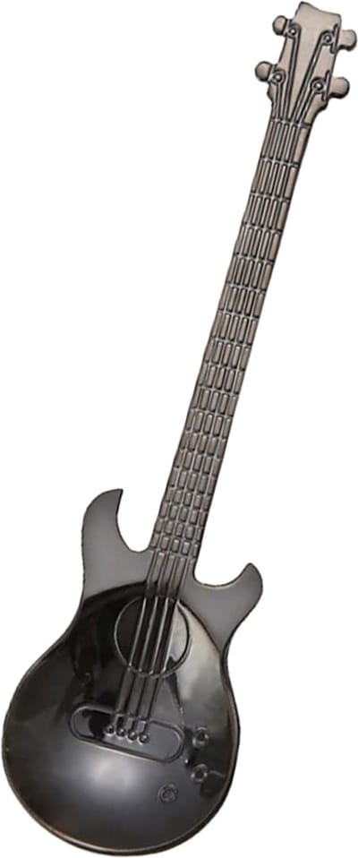 1x Theelepel / Koffielepel Gitaar - Zwart - 1 Stuk