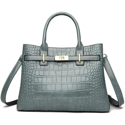 Nieuw Steenpatroon Effen Kleur Eenvoudig Retro Grote Capaciteit Hoge Schouder Schuin Getextureerde Dames Tas Schoudertas gray