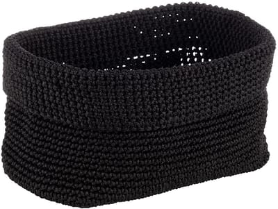 Zwarte Gehaakte Mand van Polyester voor Brood en Huishoudelijke Artikelen 24 x 17 x 12 cm