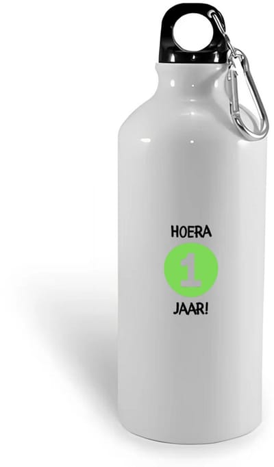 Hacebo® - Hoera 1 jaar waterfles - Verjaardag - jarigen - Verjaardagscadeau - peuter - Happy birthday - water fles - 400ML
