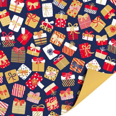 Inpakpapier - Cadeaupapier - Kadopapier - Sinterklaas - Sint Kadootjes Feest Blauw / Goud - 70cm x 2m - Rol inpakpapier - Piet - 5 December - Pakjesavond - Sinterklaas