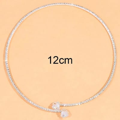 WiseGoods Luxe Strass Steentjes Choker Ketting Dames - Sieraden Vrouw - Kettingen Vrouwen - Cadeau - Kleding Accessoires - Zilver