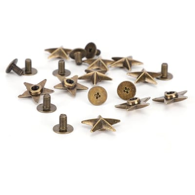 Clous Rivets Forme Étoile DIY Vêtements Chaussures Accessoires de Décoration avec Vis 14mm Brown