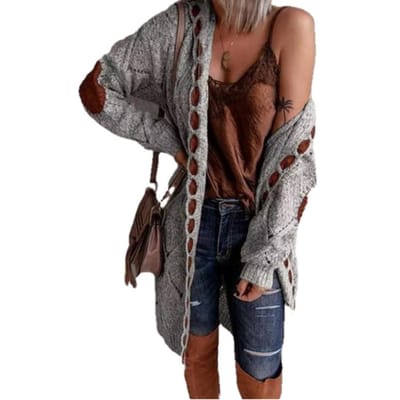 Cardigan pull populaire pour femme à manches longues, veste pull tricotée mi-longue XXXXL
