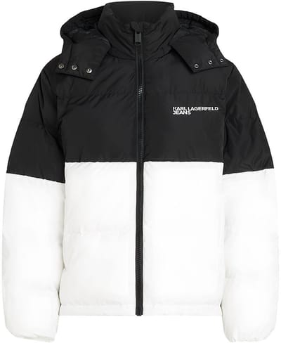 Karl Lagerfeld Jeans Blocked Puffer Jas Wit,Zwart XS Vrouw