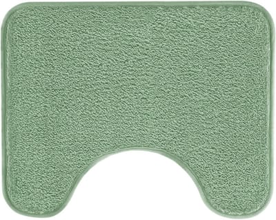 Absorberende toiletmat, antislip extra zachte badkamermat, microvezel pluizig ruig toilettapijt, machinewasbaar, sneldrogende badmat voor badkamer, U-vorm, dik toilettapijt, 50 x 40 cm(Groen)