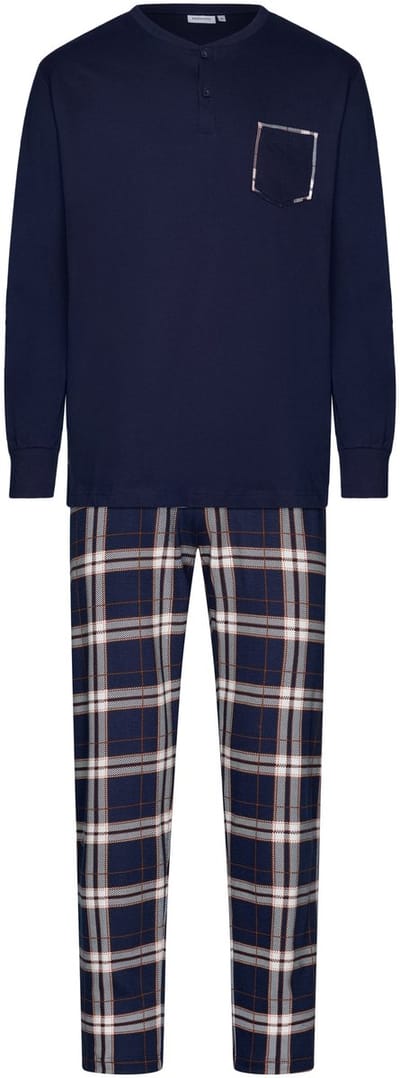 Pastunette - Pyjama - Midnight Mode - Katoen - Blauw Geruit - Maat L