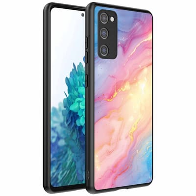 Geschikt voor Samsung Galaxy S20 FE Telefoonhoesje met Regenboog Glitter Marmer Opdruk - TPU Backcover Case Rainbow Glitter Marble Design - Smartphonica geschikt voor Samsung Galaxy S20 FE