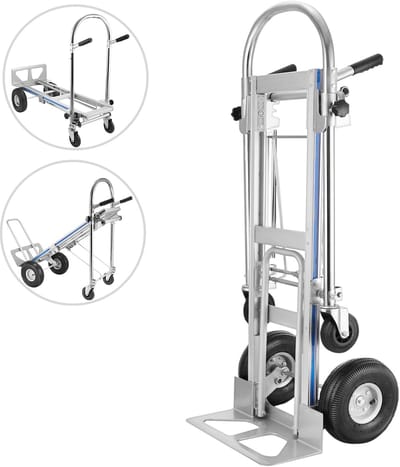 VEVOR 3 In 1 Aluminium Opvouwbare Zakwagen Handkar Auto Zwaar Gebruik Opvouwbaar. Transport Wagen