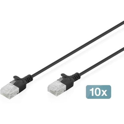 Digitus DK-1618-020S-BL-10 RJ45 Netwerkkabel, patchkabel CAT 6 U/UTP 2 m Zwart 10 stuk(s)