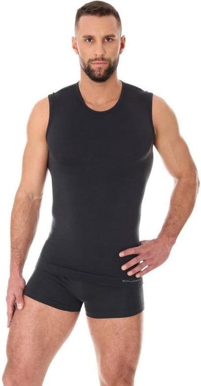 Brubeck Comfort | Heren Ondergoed - Ondershirt Mouwloos Naadloos met Merino Wol -  Grafiet - M