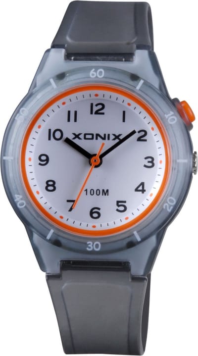 Xonix ABU-007 - Horloge - Polshorloge - Analoog - Kinderen - Unisex - Siliconen band - Rond - Kunststof/ABS - Cijfers - Zwart/Transparant - Grijs/Transparant - Oranje - Wit - Waterdicht
