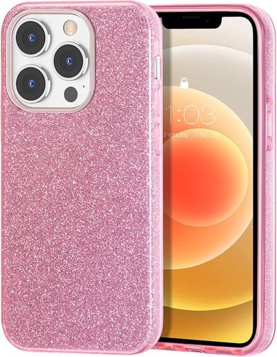 Hoesje Geschikt voor iPhone 14 Pro Max Glitter Siliconen backcover – Roze