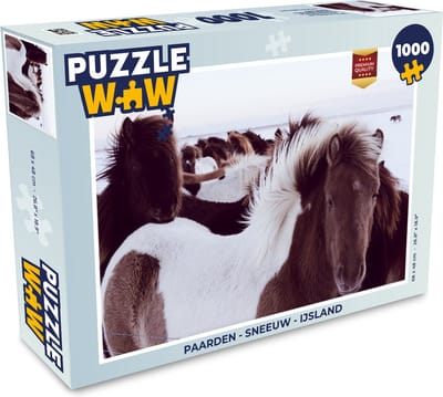 Puzzel Paarden - Sneeuw - IJsland - Legpuzzel - Puzzel 1000 stukjes volwassenen