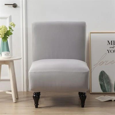 Stretch Armloze Accent Stoelhoes Enkel Korte Rug Bankhoezen Effen Kleur Vuilafstotende Stoel Slipcover Afneembare Bankbeschermer gray